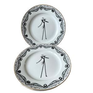 4pc DISNEY Nightmare Before Christmas JACK SKELLINGTON Salad Plates Halloween